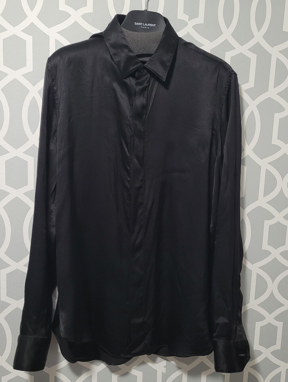 Saint Laurent Black Silk Mens Shirt Size 39